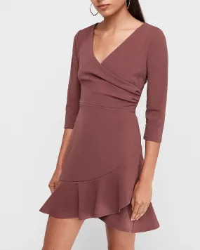 Wrap Front Ruffle Hem Fit And Flare Dress in Thornberry