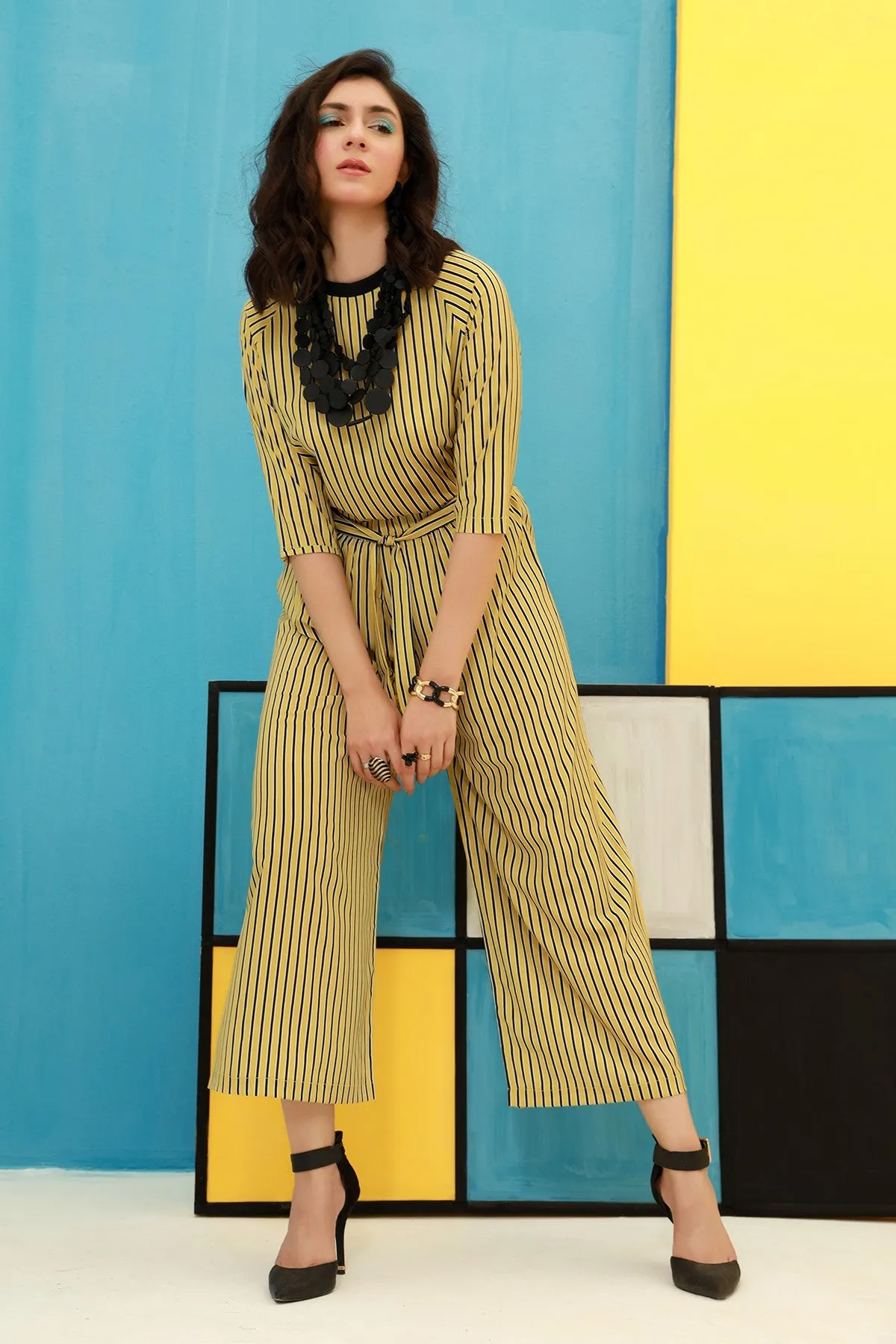 Yellow Striped Trouser - A21 - WTR0011