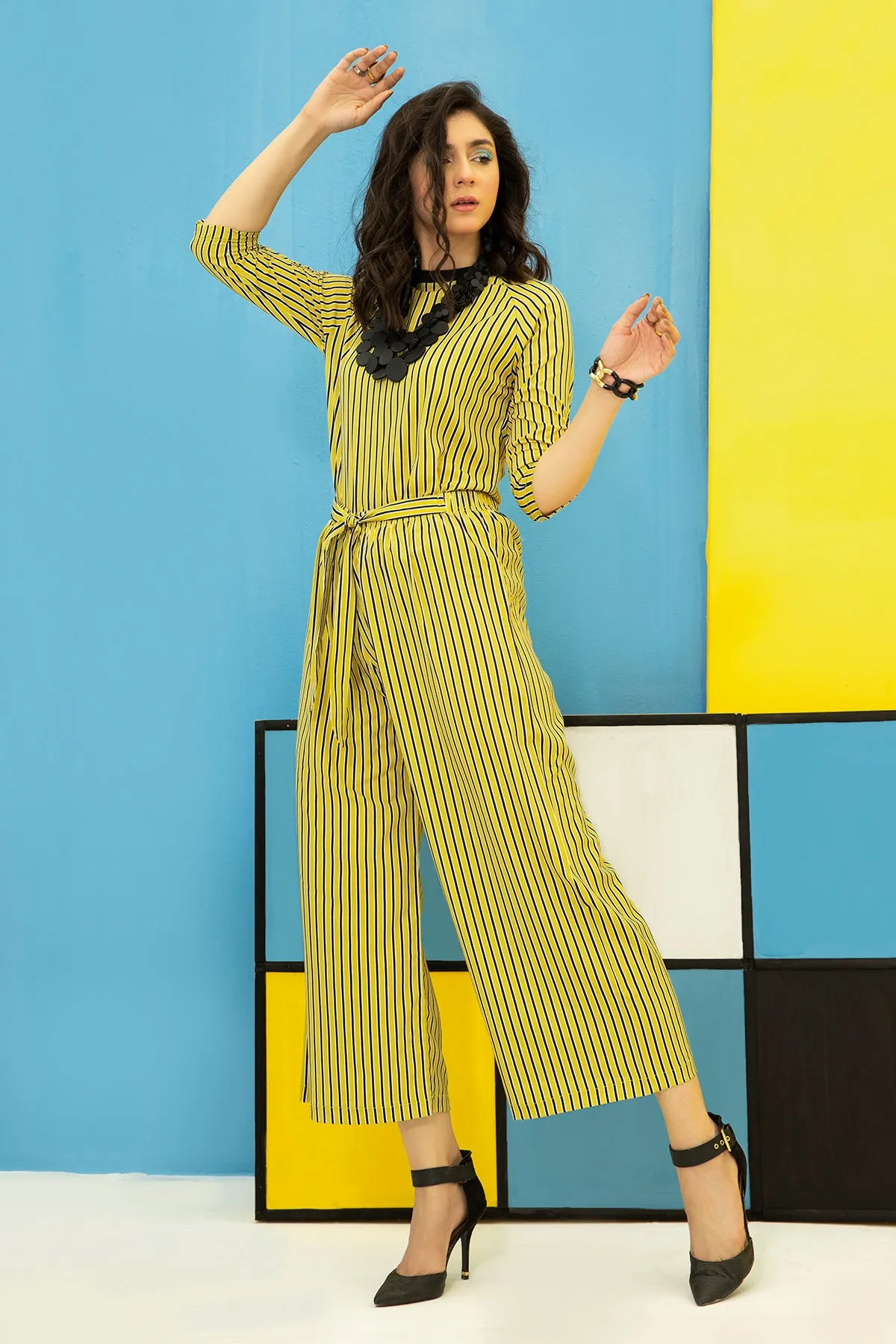 Yellow Striped Trouser - A21 - WTR0011