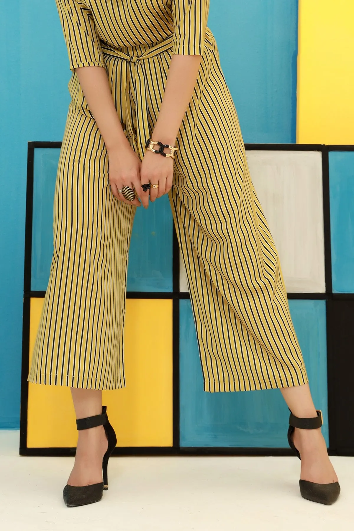 Yellow Striped Trouser - A21 - WTR0011